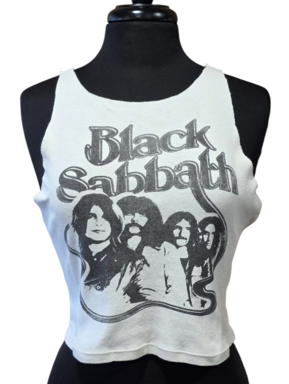 Graphic Black Sabbath White Crop Tank Top